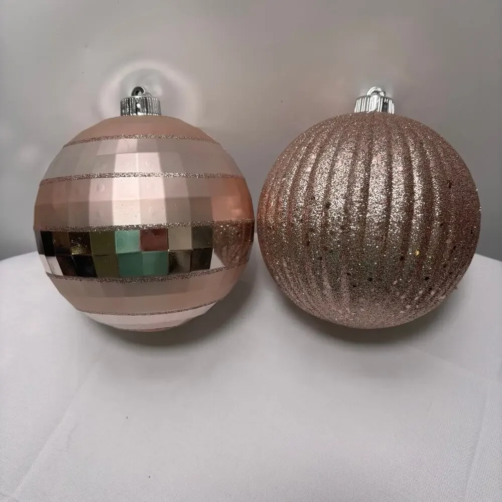 Large 6” Christmas Ball Ornaments - Two